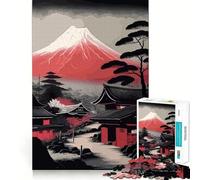 Red Fuji Mountain Jigsaw Puzzle 1000 Piece for Adults Mind Game Toy Peaceful Fun Neat Cut Art Collection Piece (50x75cm)