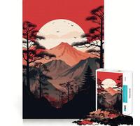 Red Fuji Mountain Jigsaw Puzzles 1000 Piece for Teenagers Logic Ability Toy Relaxing Fun Accurate Cut Artistic Gift (38x52cm)
