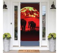 Red Full Moon Elephants Door Banners for Front Doors, Spring Summer Decorative Door Cover Welcome Porch Banner Decoration Hanging Wall Background for Party Supplies Indoor Outdoor Home Decor