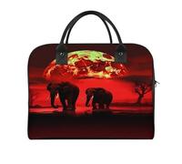 Red Full Moon Elephants Laptop Tote Bag Casual Travel Handbag Multi Pocket Shoulder Bags for Work Travel