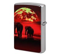 Red Full Moon Elephants Lighter Case Pouch Double-Sided Metal Lighter Sleeve Scratch & Drop Resistant Lighters Protector Fits Standard Kerosene Lighters Pocket Protective Cover for Camping Party