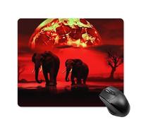 Red Full Moon Elephants Mouse Pad with Stitched Edge, Premium Mousepad Washable Cloth, Non-SlipRubber Mouse Mat Perfect Design for Gaming, Laptop, Office Work