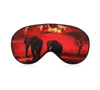 Red Full Moon Elephants Sleep Mask Comfort Travel Eye Masks with Adjustable Elastic Strap Soft Funny Block Light Sleep Eye Cover for Side Sleeper for Nap Men Women Gift