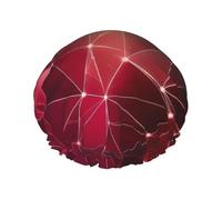 Red Galaxy Constellation Print Shower Cap For Women Reusable Double Layer Stylish Soft Bath Cap With Lining Elastic Band