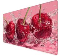 Red Gaming Mouse Pad Cherry Large Mouse Mat Comfortable Mousepad with Smooth Cloth Surface, Textured Wear Resistant, Improved Precision and Speed, Mousemat 900x500x3mm, Desk Accessories for Men K7-50