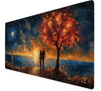 Red Gaming Mouse Pad Couple Large Mouse Mat Comfortable Mousepad with Smooth Cloth Surface, Textured Wear Resistant, Improved Precision and Speed, Mousemat 600x300x3mm Desk Accessories for Men K7-128