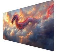 Red Gaming Mouse Pad Dragon Large Mouse Mat Comfortable Mousepad with Smooth Cloth Surface, Textured Wear Resistant, Improved Precision and Speed, Mousemat 900x500x3mm Desk Accessories for Men K7-736