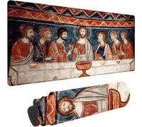 Red Gaming Mouse Pad Large 600x300x3 mm, Extended Mouse Mat The Last Supper Desk Mat With Non-Slip Rubber Base, Waterproof Mousepad, Desk Pad With Stitched Edges for Home Office Gifts for Men z-2700