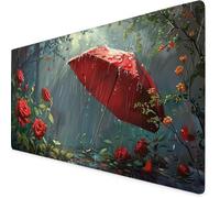 Red Gaming Mouse Pad Umbrella Large Mouse Mat Comfortable Mousepad with Smooth Cloth Surface, Textured Wear Resistant, Improved Precision and Speed, Mousemat 900x300x3mm Desk Accessories for Men K7-96