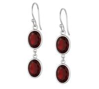 Red Garnet Oval Shape Gemstone Drop Dangle Earrings For Women, 925 Sterling Silver Modern Designer Party Jewellery Handmade By Artisans