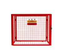 Gas Bottle Cage 92cm x 110cm x 50cm Collapsible Red Mesh Secure Lockable Storage Powder Coated Galvanised Steel 3mm Wire Thickness 3 x 19kg Cylinder Bottles FREE Warning Sign Padlock & Keys