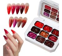 Red Gel Polish - 18ml Christmas Quick Dry Nine-Panel Beauty Supplies - Red Glitter Nail Polish | for Christmas Holiday Summer Party Wedding Bridal Manicure Salon Spa Home Travel Daily Daily