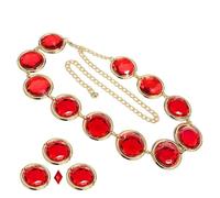 Red Gem Belt | Red Jewel Waist Chain Belt | Adjustable Rhinestone Chain Belts for Anime Cosplay Costume | R-ed Stone Jewelry Link Costume Props Accessories for Dress Up Party
