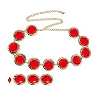 Red Gems Stone Waist Chain | Red Stone Chain For Costumes Props | Adjustable Anime Jewel Rhinestones Belt | Women's Raven Cosplay Waist Belt | Cosplay Accessories For Women Halloween