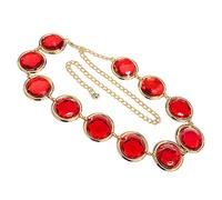 Red Gems Stone Waist Chain | Red Stone Chain For Costumes Props | Adjustable Anime Jewel Rhinestones Belt | Women's Raven Cosplay Waist Belt | Cosplay Accessories For Women Halloween