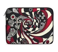 Red Geometric Black White Abstract Laptop Case Sleeve Bag 17inch Durable Shockproof Protective Computer Carrying Cover Briefcase