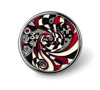 Red Geometric Black White Abstract Round Badge Cute Brooch Pins Button Badges for Backpack Jackets Hats Decor