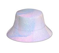 Red Geometric Perforated Square Background Bucket Hat Reversible Multicolored Fisherman Cap Packable Sun Hat, Rainbow Unicorn Party, One size