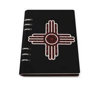 Red Geometry New Mexico Flag 6 Ring Refillable Notebook Binder A5 Planner Book Foldable Loose-Leaf Notebooks with 90 Sheets Paper