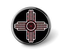 Red Geometry New Mexico Flag Round Badge Pin Memorial Jewelry Gifts Metal Brooch Button for Clothing Accessory