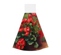 Red geraniums Coral fleece hand towel, super absorbent hanging kitchen towel, children's adult bathroom kitchen hanging hand towel