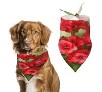 Red Geraniums Dog Bandana Cozy Soft Triangle Dog Scarf Washable Adjustable Pet Bib Cute Lightweight Breathable Pet Scarf for Small Medium Large Cat Dog Scarves