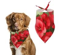 Red Geraniums Dog Bandana, Soft Breathable Pet Scarf, Personalized Dog Bib Kerchief for Small Medium Large Dogs Cats, Exquisite Pet Neckerchief for Daily Wear, Travel, Party