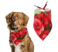 Red Geraniums Dog Bandana Triangle Dog Scarf Washable Polyester Dog Bibs Cute Pet Bandana for Medium Large Dogs Puppy and Cats