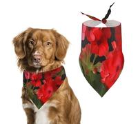 Red Geraniums Dog Bandana Triangle Dog Scarf Washable Polyester Dog Bibs Cute Pet Bandana for Medium Large Dogs Puppy and Cats