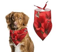 Red Geraniums Dog Bandana Triangle Dog Scarf Washable Polyester Dog Bibs Cute Pet Bandana for Medium Large Dogs Puppy and Cats