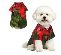 Red Geraniums Dog Shirts Hawaii Dog Clothes Cool Breathable Pet Summer Polo T-Shirts for Hot Days