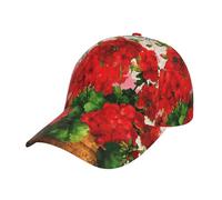 Red Geraniums Fashionable Curved Eaves Baseball Hat Sun Hat Wide Eaves Hat Suitable for Outdoor Sports Travel