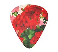 Red Geraniums &Guitar Picks Pack Of 12,Comfortable Feel, Smooth Edges, Abrasion,Suitable For Guitar, Ukulele, Etc.