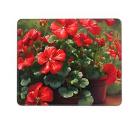 Red Geraniums Horizontal Mouse Pad 7 x 8.6 in Fully Printed Design Suitable for Office Study and Gaming