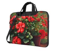 Red geraniums Laptop Bag 14 inch Portable Handbag, Safe Protective Inner Lining for Business Trip and Office Use