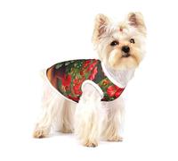 Red Geraniums Large Stretchy Dog T-Shirts Soft Cool Sleeveless Stripe Vests Breathable Clothes for Puppy Kitty Cats Small.
