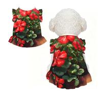 Red geraniums M Pet Apparel for Small Dogs-Cute Summer Outfit for Puppy, Soft Breathable Pet Clothes for Cat