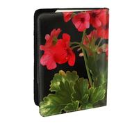 Red geraniums Passport Holder for Travel,RFID Passport Cover Wallet PU Leather Passport Card Holder Case Cute Passport Protector for Women Men