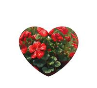 Red Geraniums Pattern Car Air Fresheners 4 Pcs Heart Shape Hanging Aromatherapy Tablets Scented Fresheners For Bedroom Bathroom