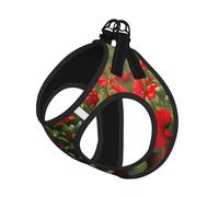 Red Geraniums Print Soft Pet Harness and Leash Set, Adjustable Mesh Puppy Vest Harness for Small Medium Large Dogs and Cats