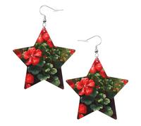 Red geraniums Print Women Dangle with White Earrings Cute Exquisite Light Star Simple Retro Daily Decorate