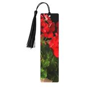 Red Geraniums1 Wooden Bookmarks 5 Pcs,Handmade Double-Sided Printed Book Marks Page Markers with Black Tassels Book Accessories Gift for Book Lovers Women Men