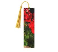 Red Geraniums1 Wooden Bookmarks 5 Pcs,Handmade Double-Sided Printed Book Marks Page Markers with Gold Tassels Book Accessories Gift for Book Lovers Women Men