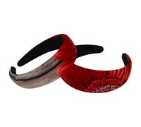 Red Gerbera on a Wooden Background Womens Headbands, Vintage Thick Hair Bands, 2 Packs Velvet Padded Headbands for Girls, Wide Hair Band Hoops