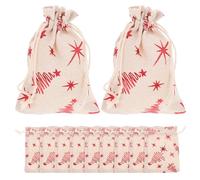 Red Gift 10x14cm Cotton Bags 25pcs Drawstring Linen | Reusable Storage Pouches, Easy to Carry and Store, Secure Closure, Cute Fashion Style