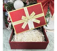 Red Gift Box for Presents, 1pcs Premium Gift Boxes with Lids Ribbon Shredded Paper (Large Size: 22.5x16x9.5CM), Recctangle Empty Cardboard Box for Birthday/Valentines Day/Wedding/Gift Packaging