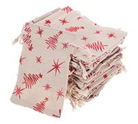 Red Gift Drawstring Bags 25pcs Cotton 10x14cm Linen | Reusable Secure Storage, Easy to Store, Cute Star Ribbon Print, Small Pouches for Party Treats