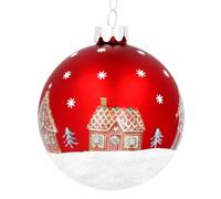 Red Gingerbread House Christmas Bauble | Glass Christmas Tree Bauble Christmas Tree Hanging Ornament | Hanging Decoration For Christmas Tree - 8cm