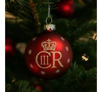 Red Glass Christmas Bauble with Gold Glitter Trellis (8cm)