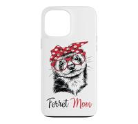 Red Glasses Bandana Ink Illustration Happy Mom Ferret Lover Case for iPhone 13 Pro Max